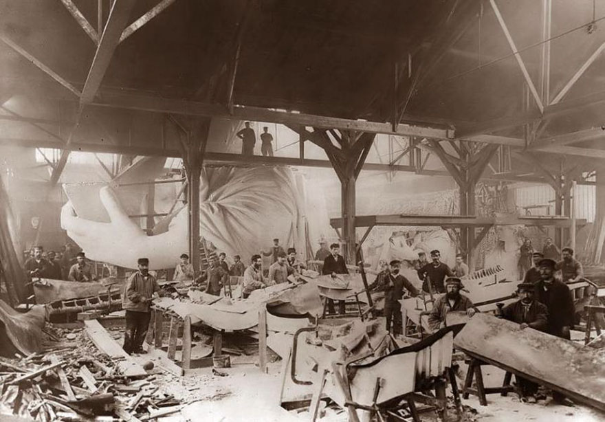 The Statue Of Liberty Under Construction In Paris In 1884