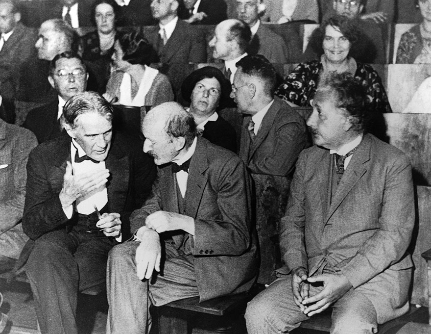 Robert Williams Wood, Max Planck And Albert Einstein In The Front Row Of A Session Of The Physical Society In Berlin On July 28, 1931