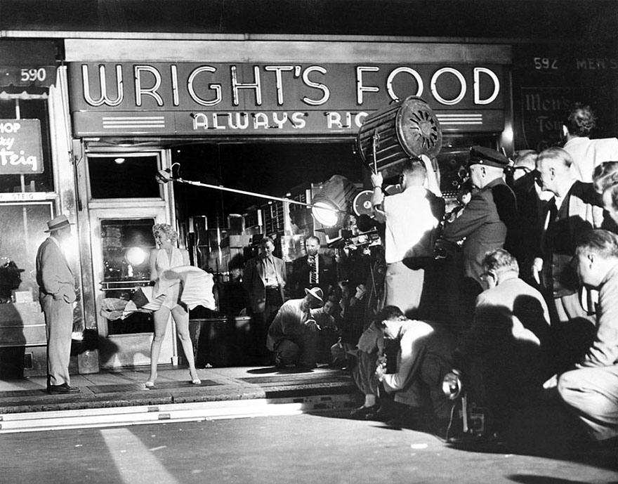 Marilyn Monroe Filming Her Iconic Scene In The Seven Year Itch. This Shot Was Taken In New York In Front Of A Large Crowd Of Bystanders And Press To Create Hype, 1954