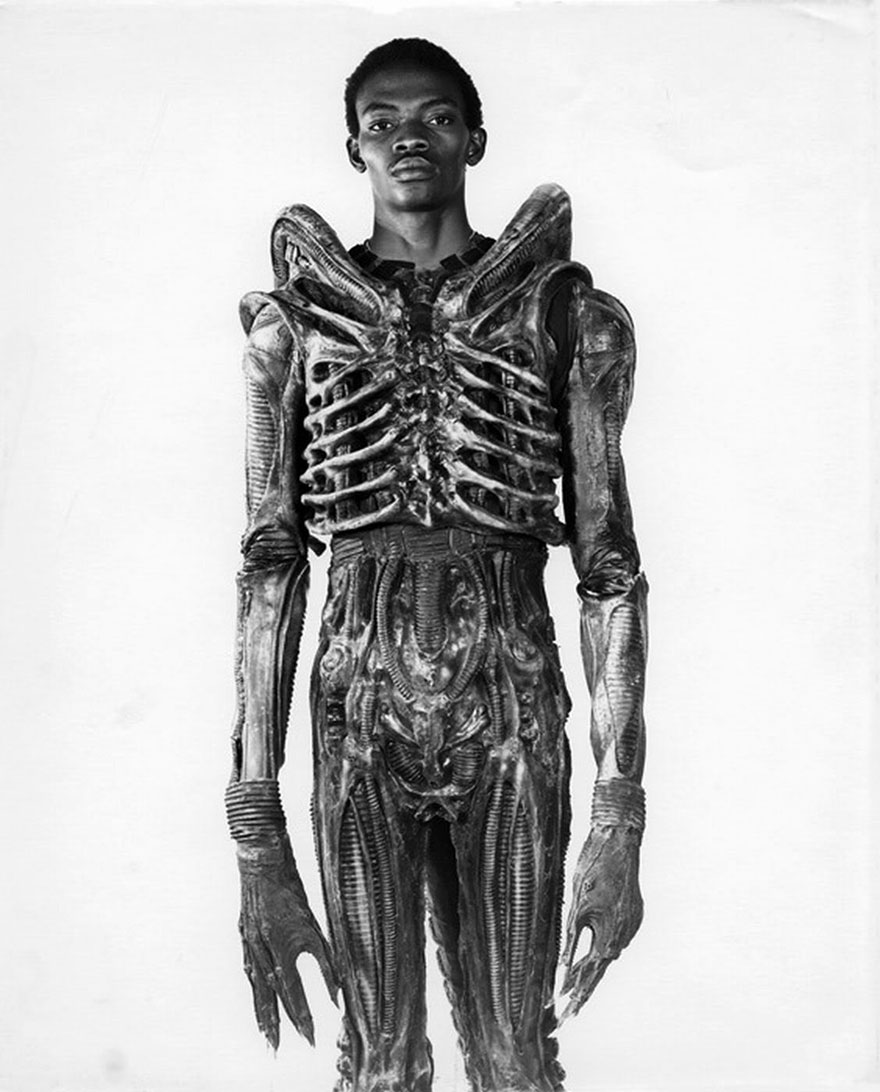 7-Foot Bolaji Badejo, A Nigerian Design Student And One-time Actor, Wearing His Costume From The Now Classic Sci-Fi Thriller Alien, 1978