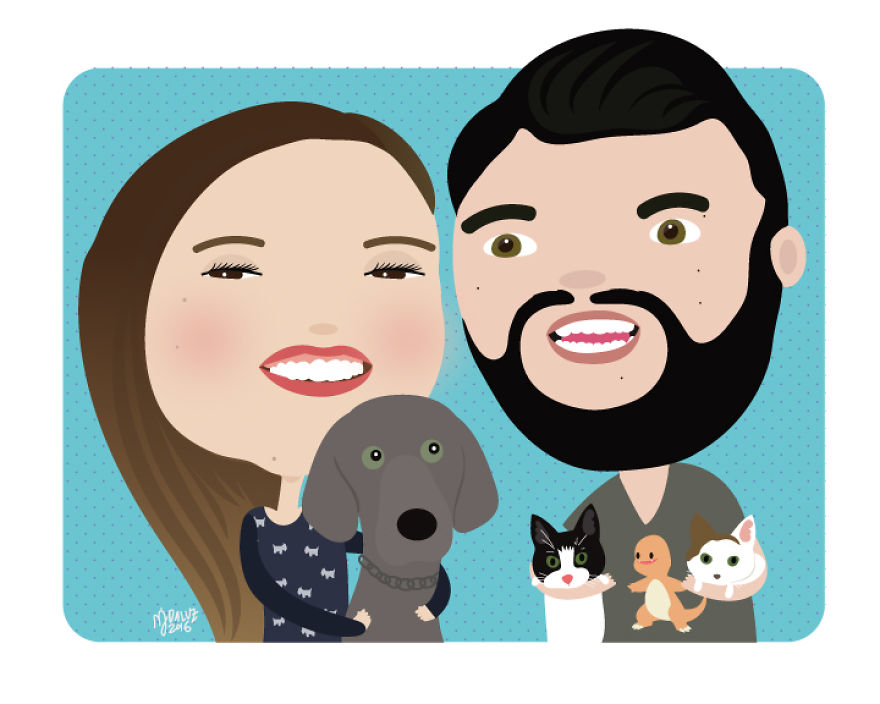 I Make Couples And Their Pets Digital Cartoons