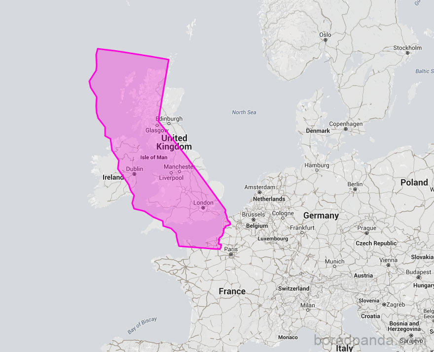 California Moved Onto The UK Shows They're Quite Similar In Size