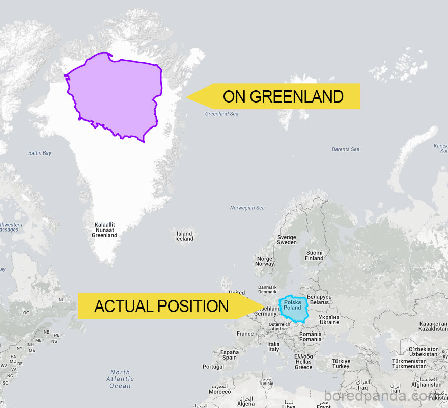 Poland Is Almost As Half As Big As Greenland