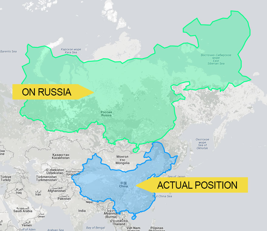 True Size Of China As You Move It North