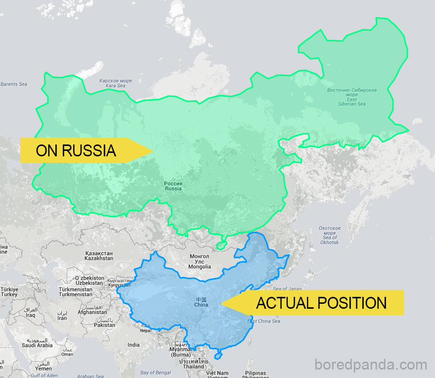 True Size Of China As You Move It North
