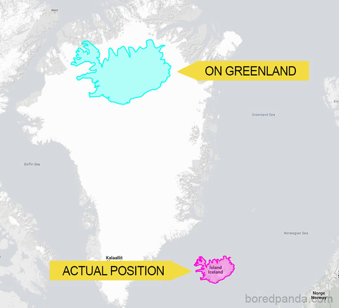 Islandia comparada con Groenlandia