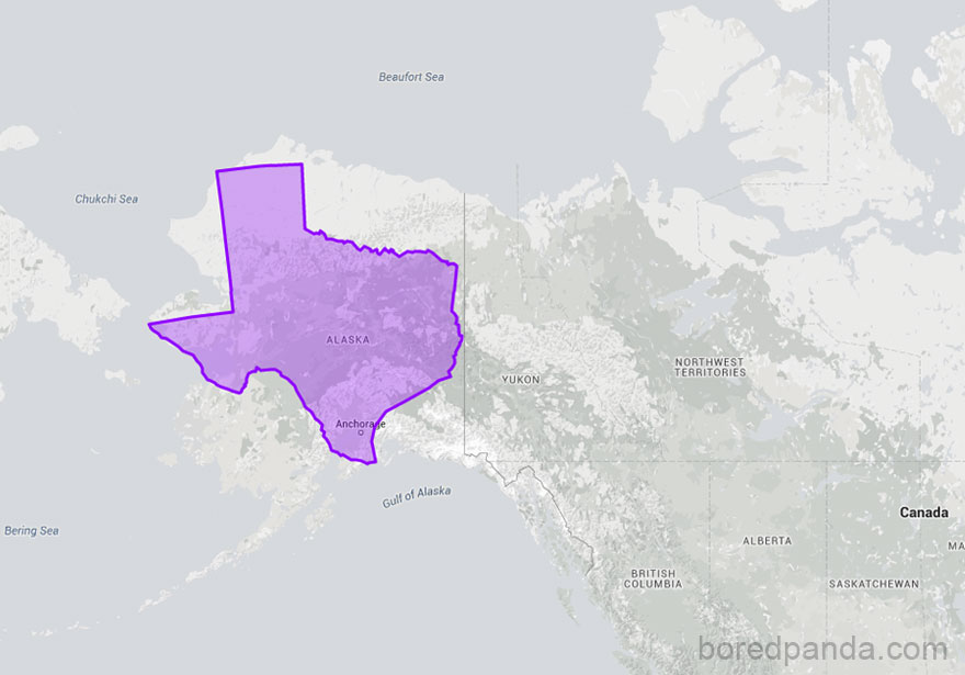 Texas Moved On Top Of Alaska Shows That They're Almost The Same Size