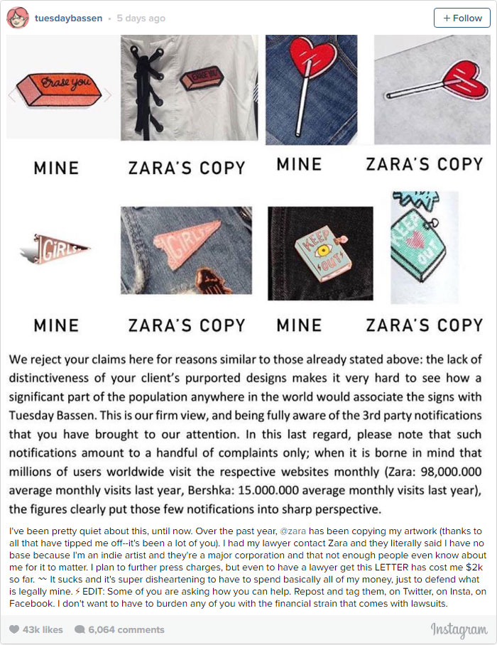 Zara Accused Of Stealing Designs From Independent Artists, And Here's The Evidence