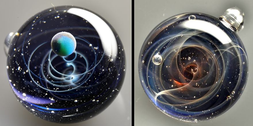 Galaxies Sculpted In Space Glass Globes