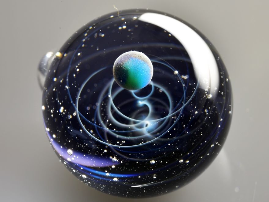 Galaxies Sculpted In Space Glass Globes