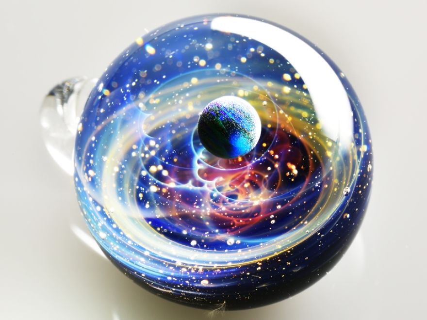Galaxies Sculpted In Space Glass Globes