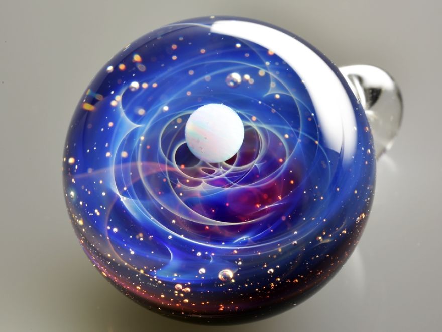 Galaxies Sculpted In Space Glass Globes