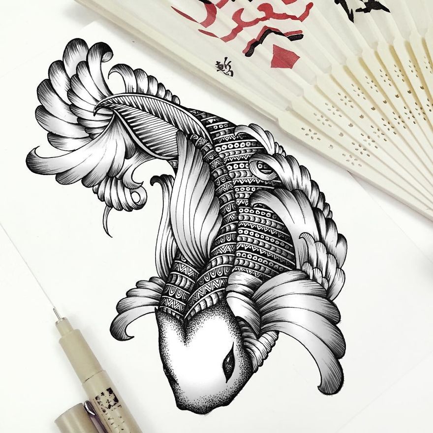 Detailed Zentangle Style Animal Drawings