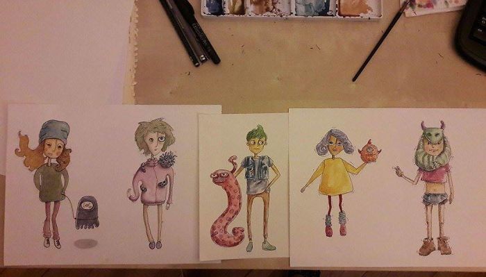 I Made "imaginary Friends" With Watercolor.