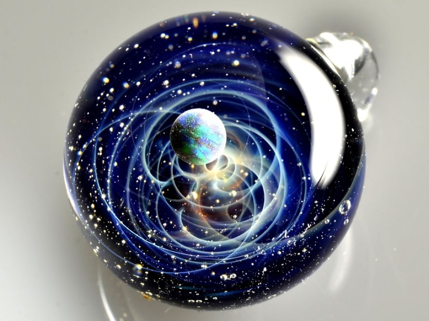 Galaxies Sculpted In Space Glass Globes