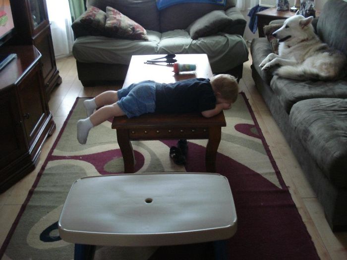 Sleeping On The Coffee Table
