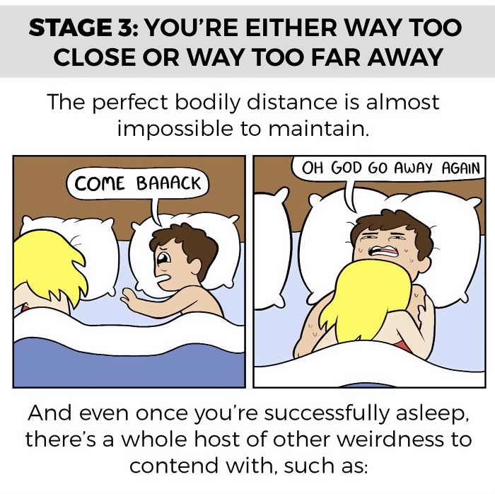 6 Stages Of Sleeping With Your Partner | Bored Panda