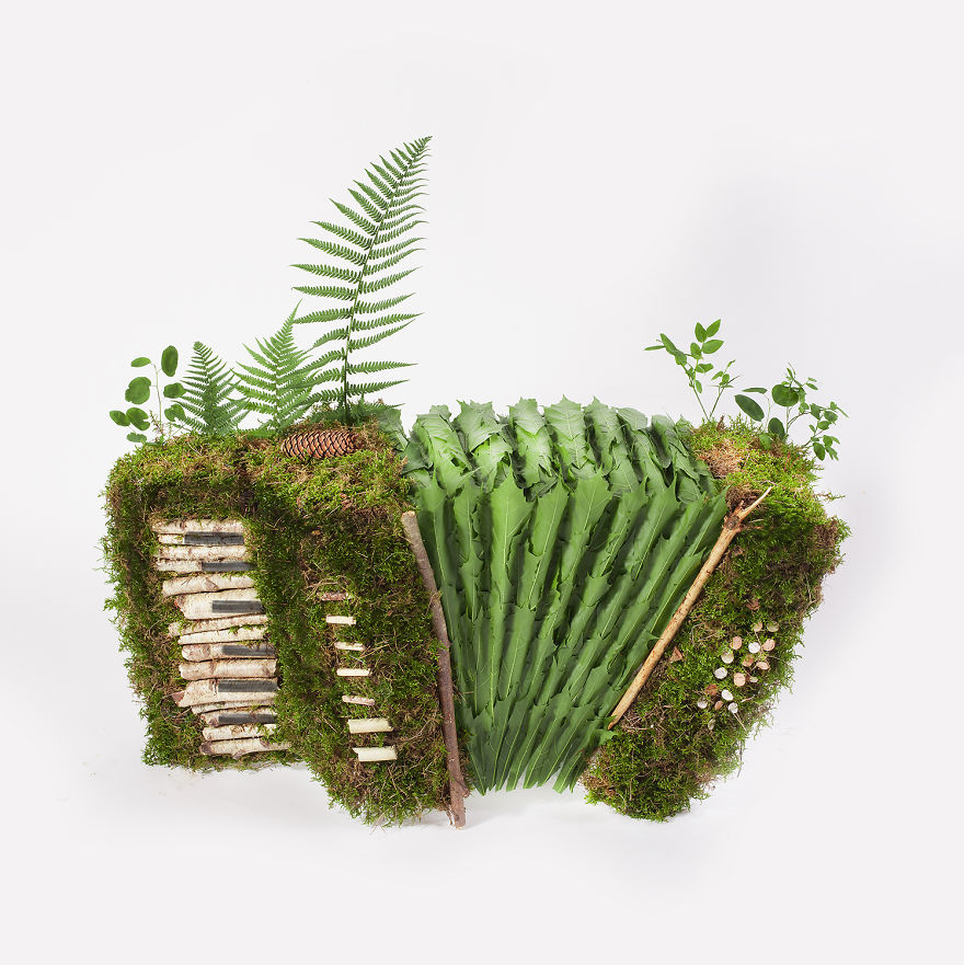 I Made Accordion Sculptures From Moss, Candies And Concrete