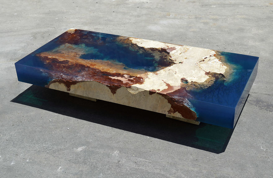 Ocean Coffee Tables That I Made By Merging Natural Stone And Resin