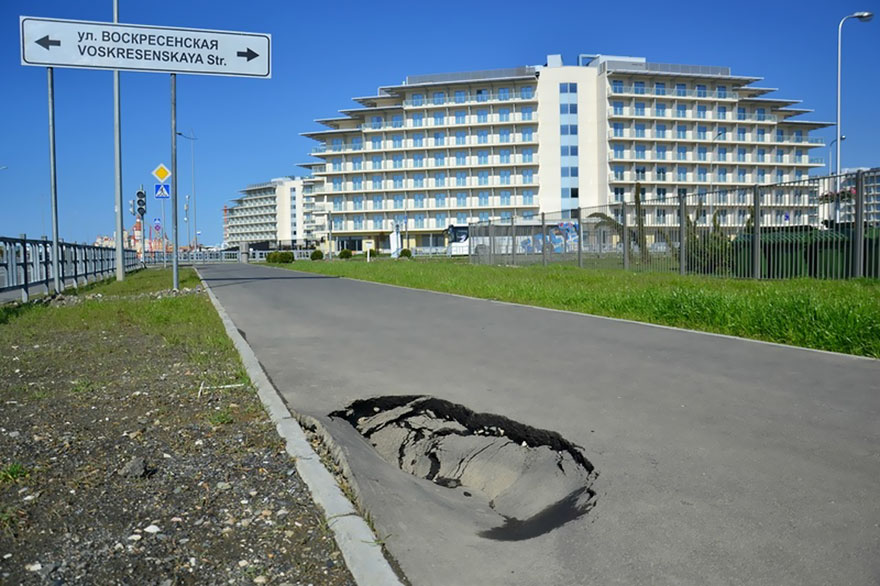 Roads With Huge Potholes, Sochi, 2014 Winter Olympics