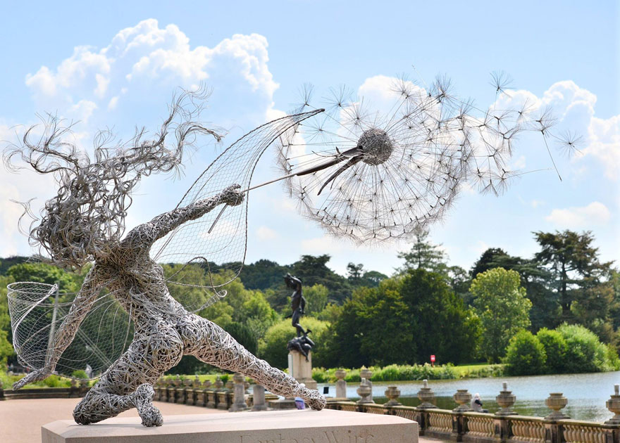 Dramatic Fairy Sculpture Dancing With Dandelion By Robin Wight, Uk