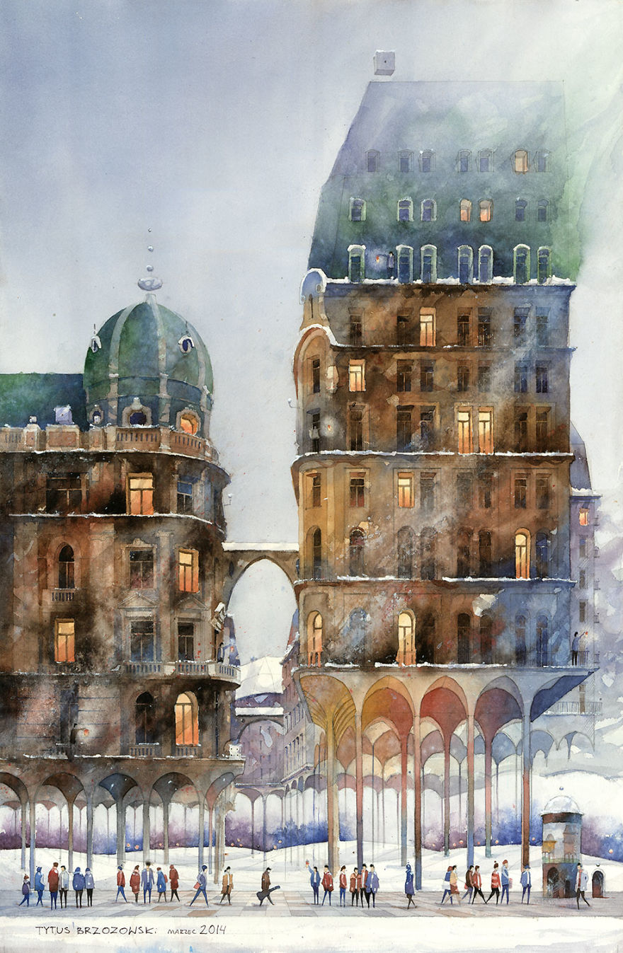 Artist From Poland Nostalgic For 19th Century Warsaw Recreates It In Watercolour
