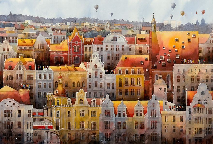 Artist From Poland Nostalgic For 19th Century Warsaw Recreates It In Watercolour