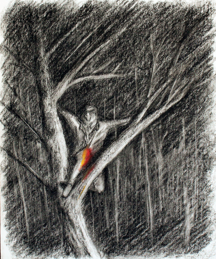 Blackbird # 7| By: Tony Ascroft| Charcoal/pastel On Paper And Canvas| Tonyascroft.ca