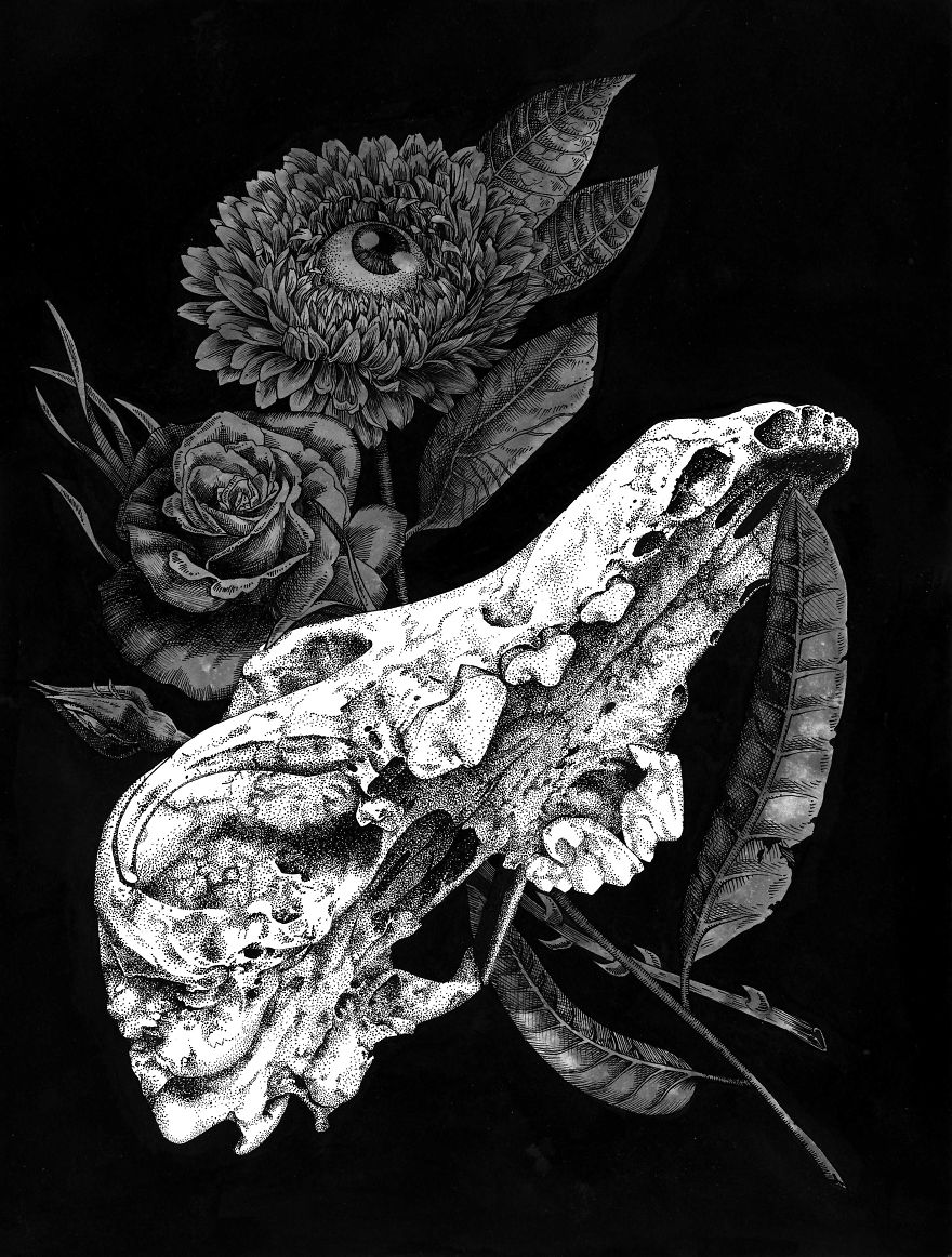 I Create Dark Fantasy Drawings Of Flora, Fauna And People