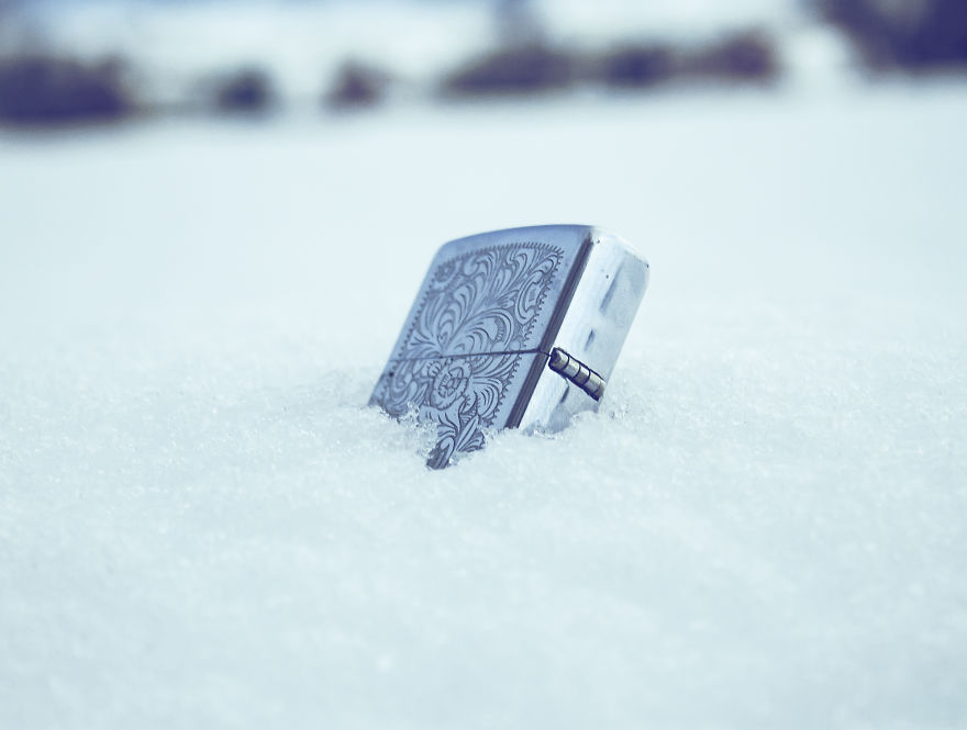 Cold Lighters In The Snow - Photographs