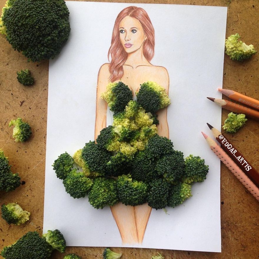 Drawings Dresses And Gowns With Drink & Food Art