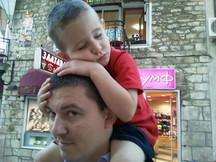 Napping On Daddy's Head