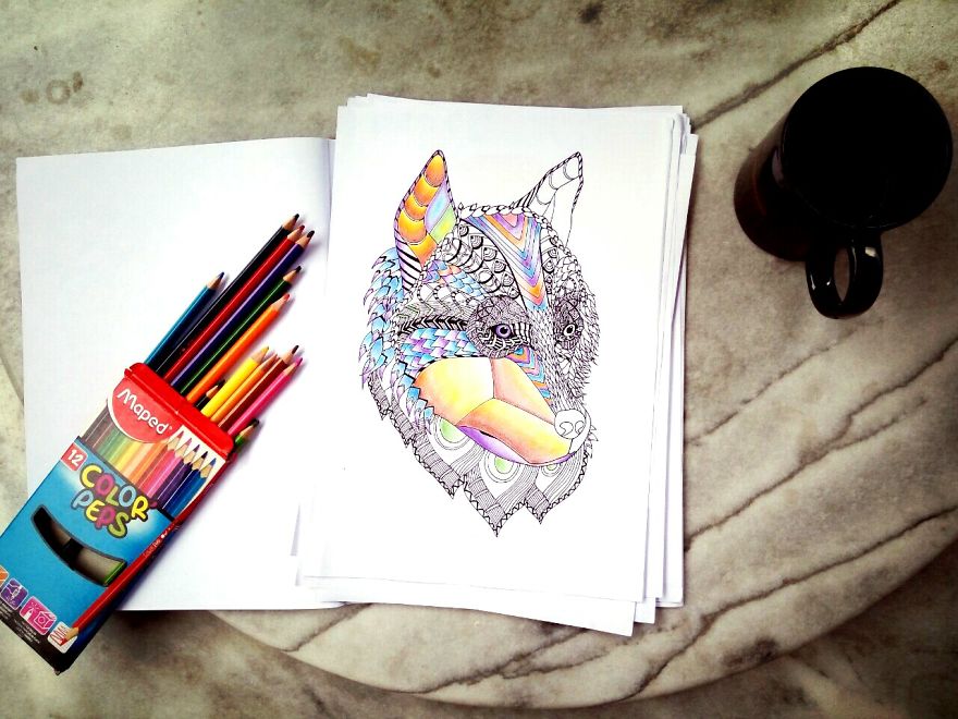 I Create Intricate Line Drawings Of Dogs (part 2) & Put Them In A Coloring Book