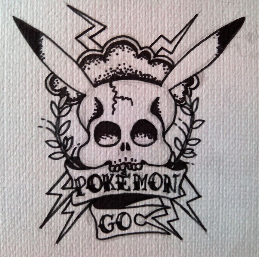 I Drew Some Pokemon Go Designs In Old School Tattoo Style