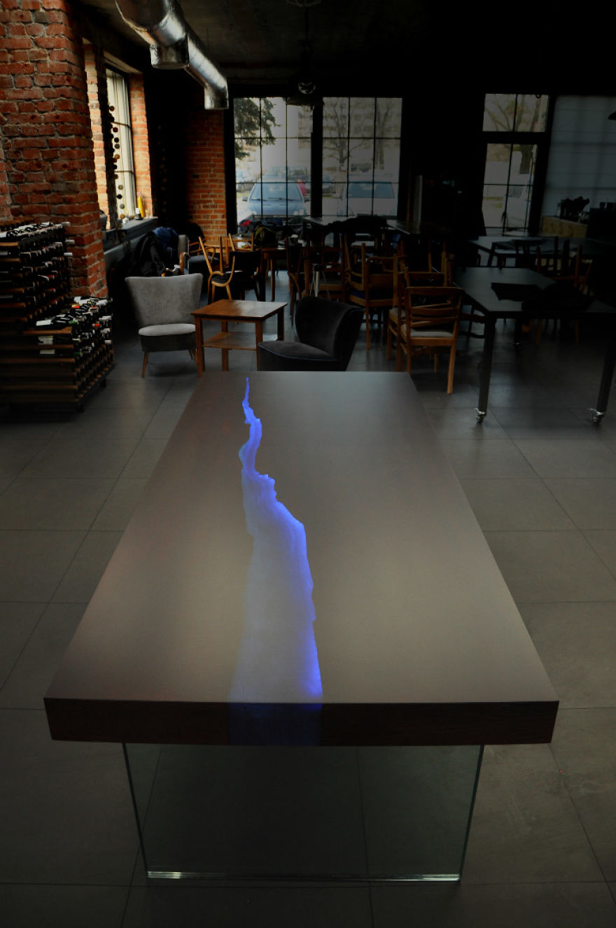 I Made A Wooden Table That Lights Up When Someone Enters A Room