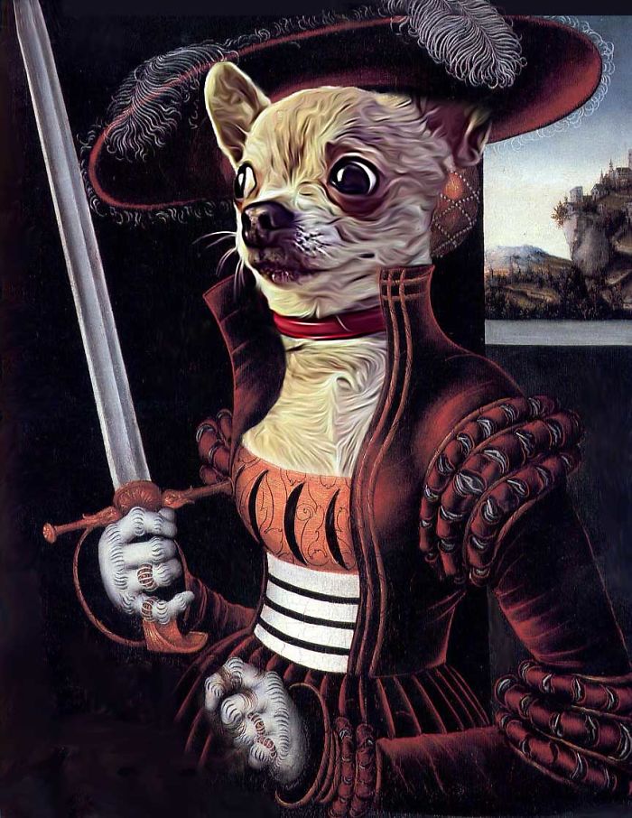 Judith With The Head Of Holofernes - "chihuahua Warrior Bitch"
