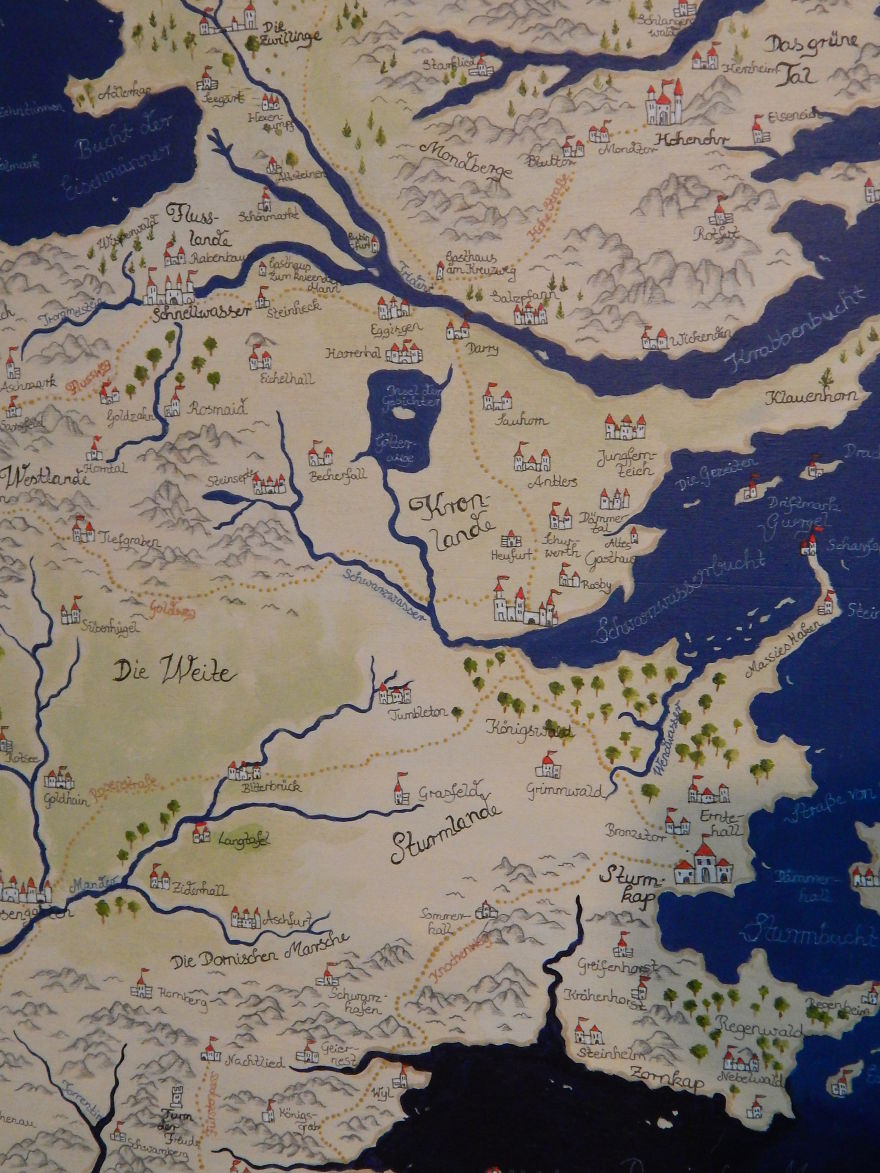 I Spent 120+ Hours Painting A 'Game Of Thrones' Wall Map As A Gift To My Brother