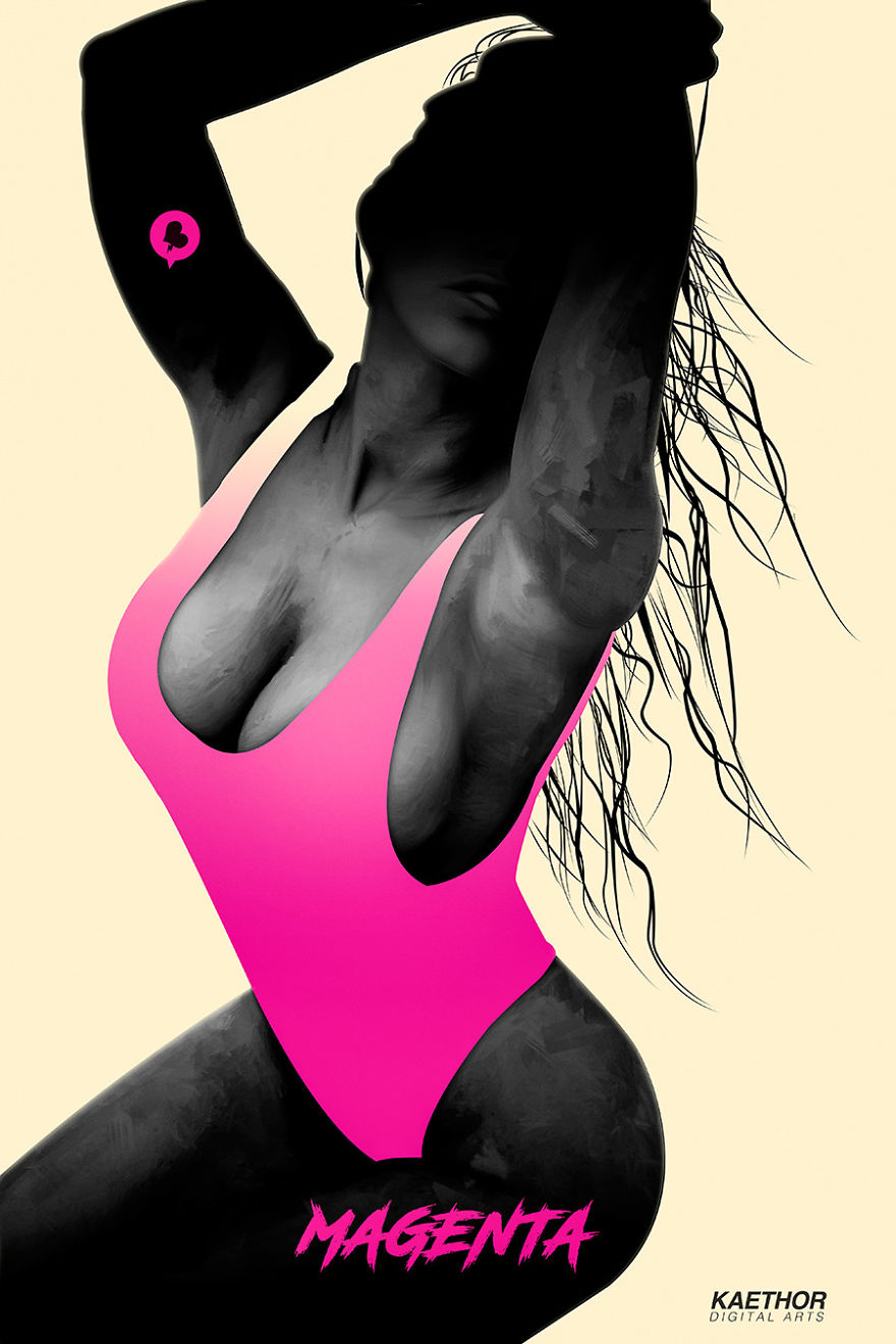 I Created This Series Of Illustration Posters Representing Each Color As A Sexy Female