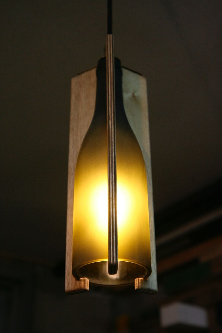 Recycled Wine Bottle Pendant Light