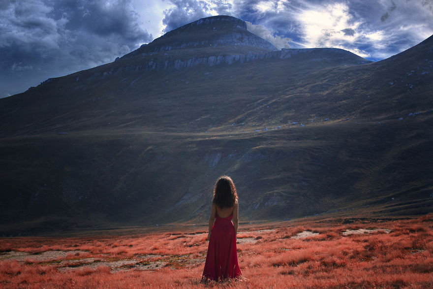 We Photograph The Woman In Red Dress In The Mesmerizing Landscapes Of Romania