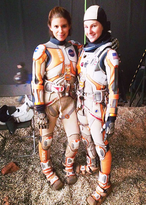 Kate Mara And Her Double Casey Michaels On The Set Of The Martian