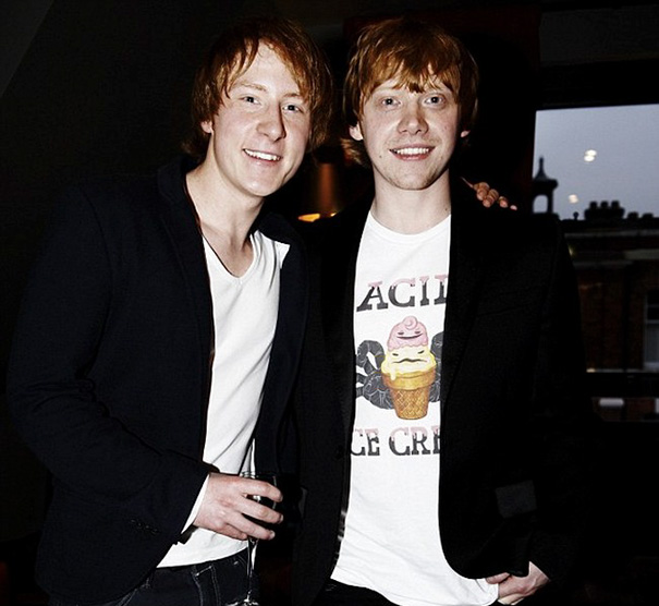 Rupert Grint And Stunt Double Anthony Knight On The Set Of Harry Potter