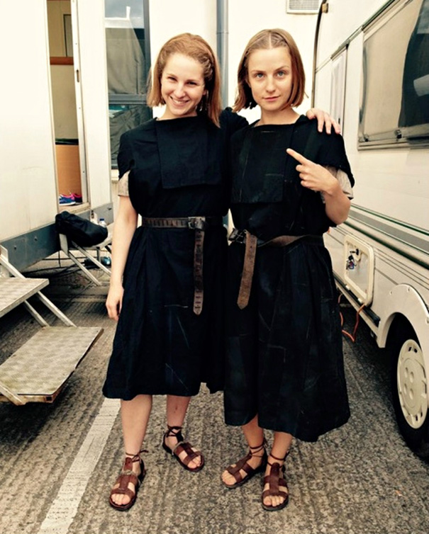 Faye Marsay With Her Stunt Double Casey Michaels On The Set Of Game Of Thrones