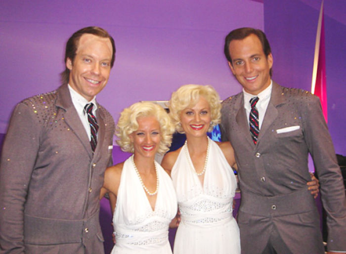 Amy Poehler And Will Arnett With Their Doubles Tiffany Scott And Patrick Hancock On The Set Of Blades Of Glory