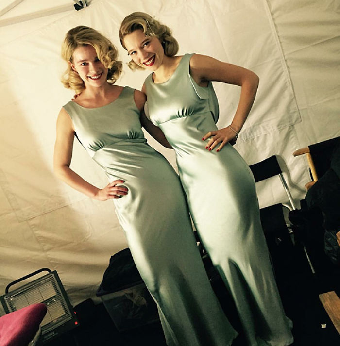 Léa Seydoux With Her Double Gemita Samarra On The Set Of Spectre