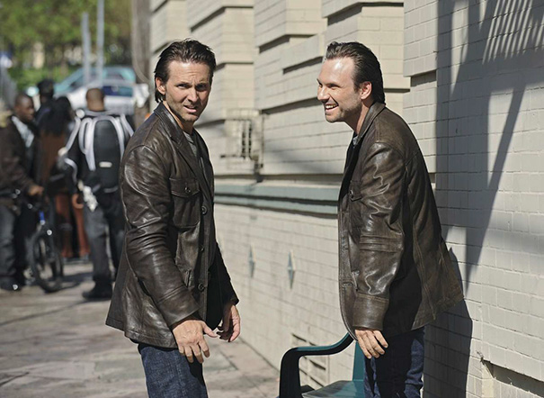 Christian Slater And His Stunt Double Marc Shaffer On The Set Of The Forgotten