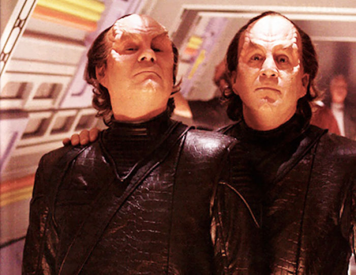 John Billingsley And Stunt Double On The Set Of Star Trek