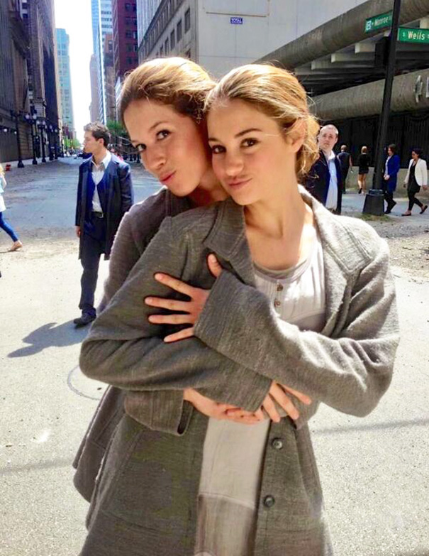 Shailene Woodley And Stunt Double Alicia Vela-Bailey On The Set Of Divergent