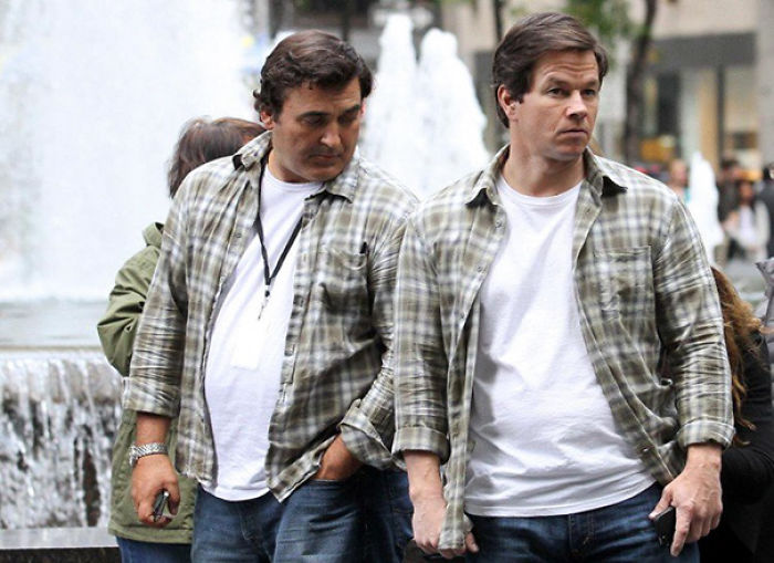 Mark Wahlberg And His Stunt Double On The Set Of Ted 2