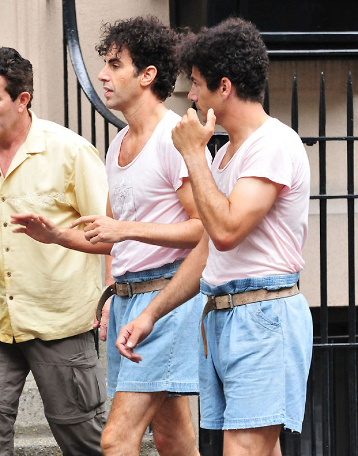 Sacha Baron Cohen And His Stunt Double On The Set Of The Dictator